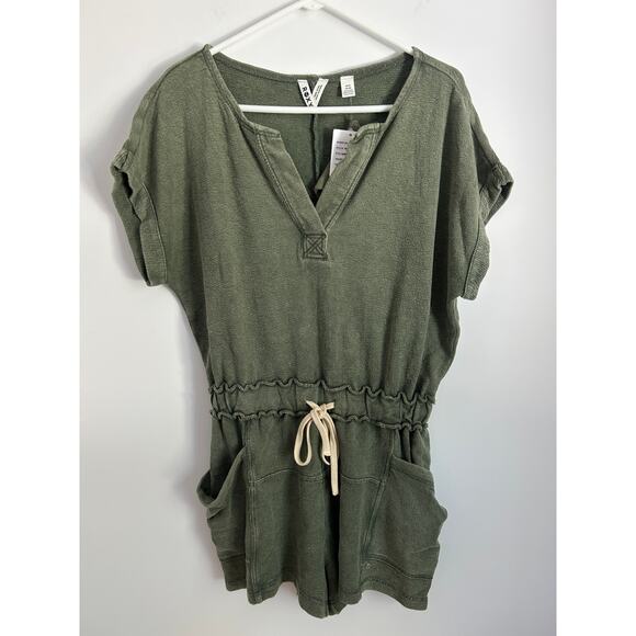 Roxy Women’s Big Wave Knit Romper Short Sleeve Drawstring Waist Pockets Size S - Picture 4 of 10
